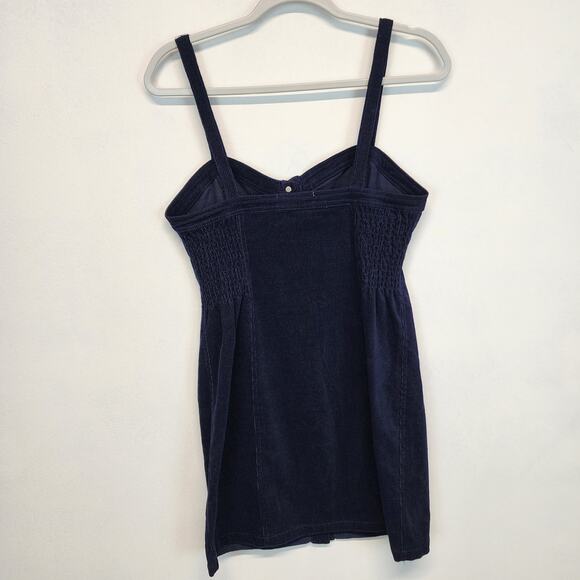 Pacsun Corduroy Dress Size L Blue Sweetheart Neck Sleeveless Smocked Y2K 90s - Picture 3 of 13